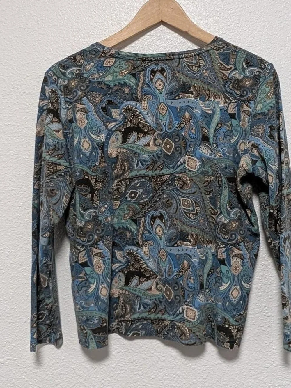 Blue Paisley Long-Sleeve Top